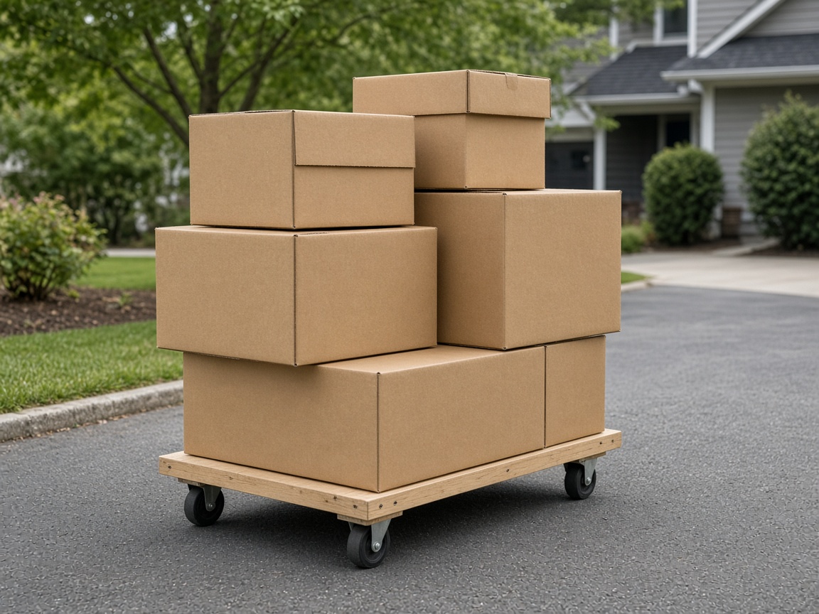 Cajas de mudanza en la entrada
