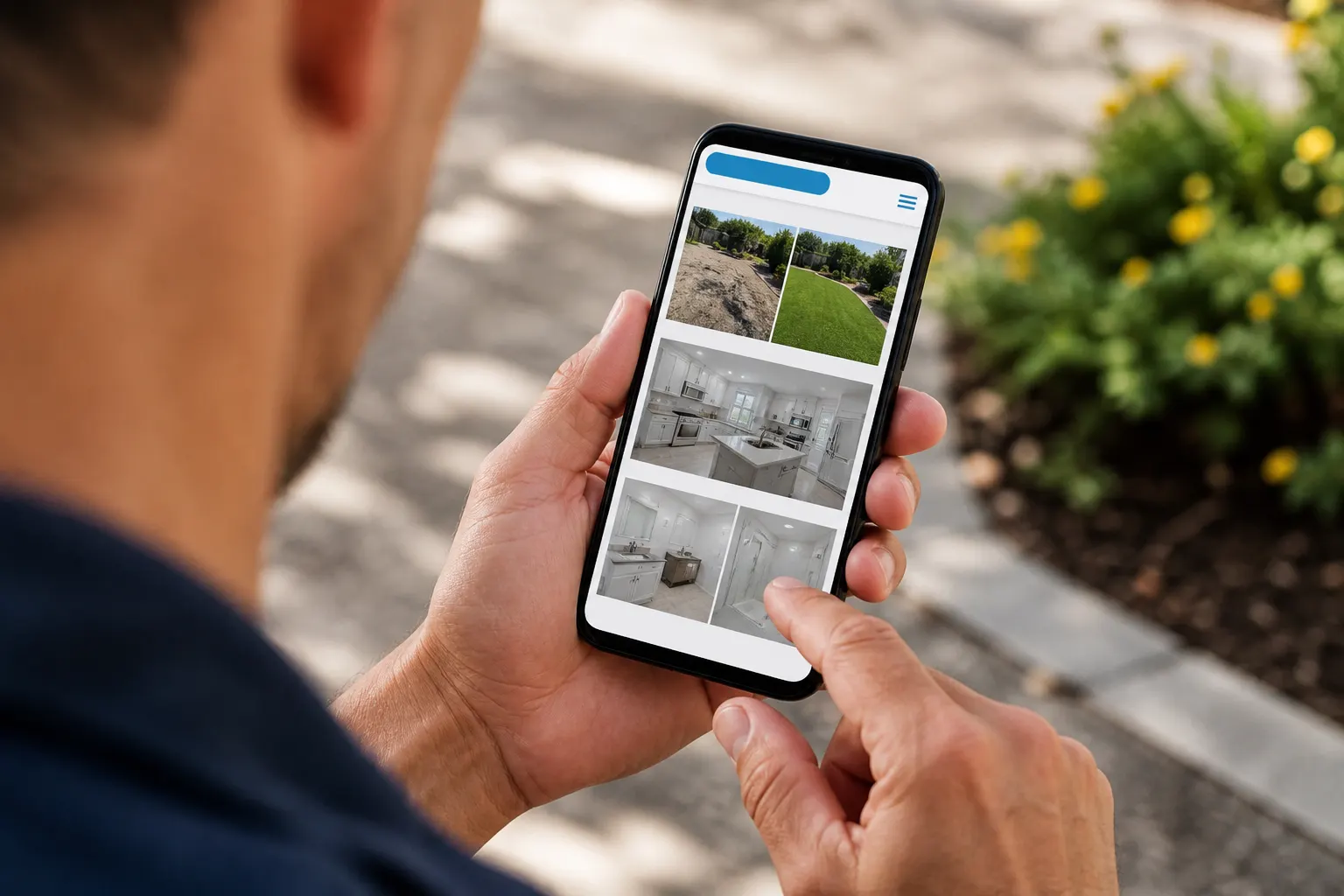 Customer viewing work photos on a business page