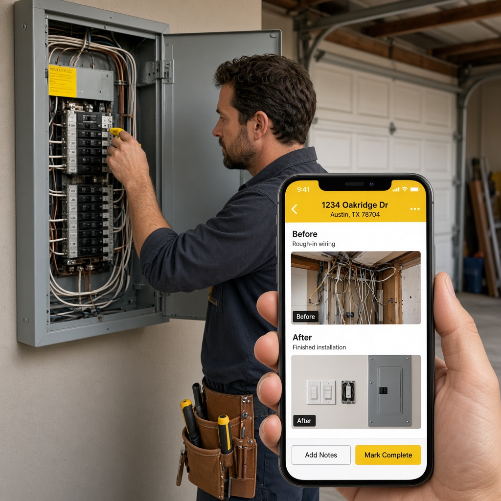An electrician working at a residential panel