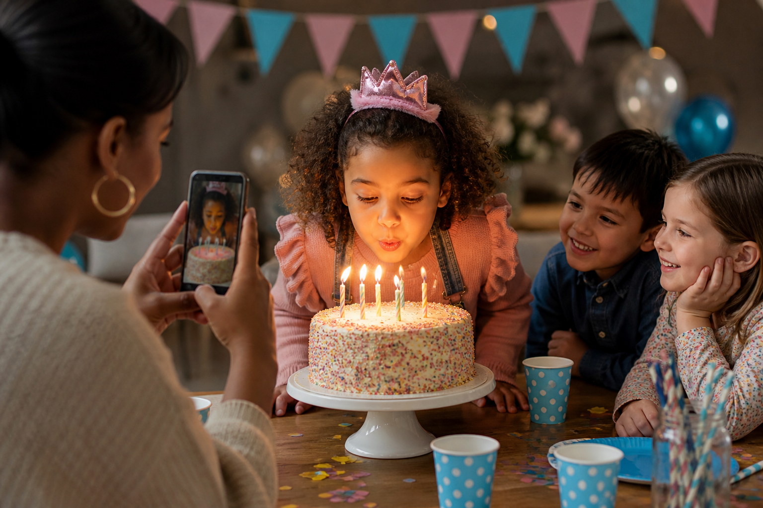 Parent capturing a child’s birthday to file into a family album