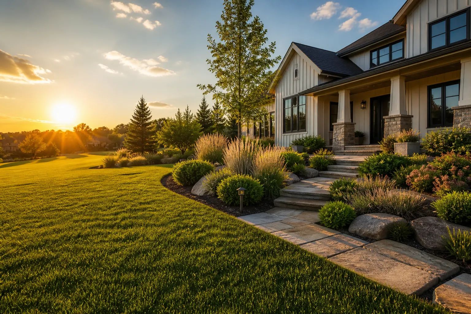 Finished landscaped front yard ready to share