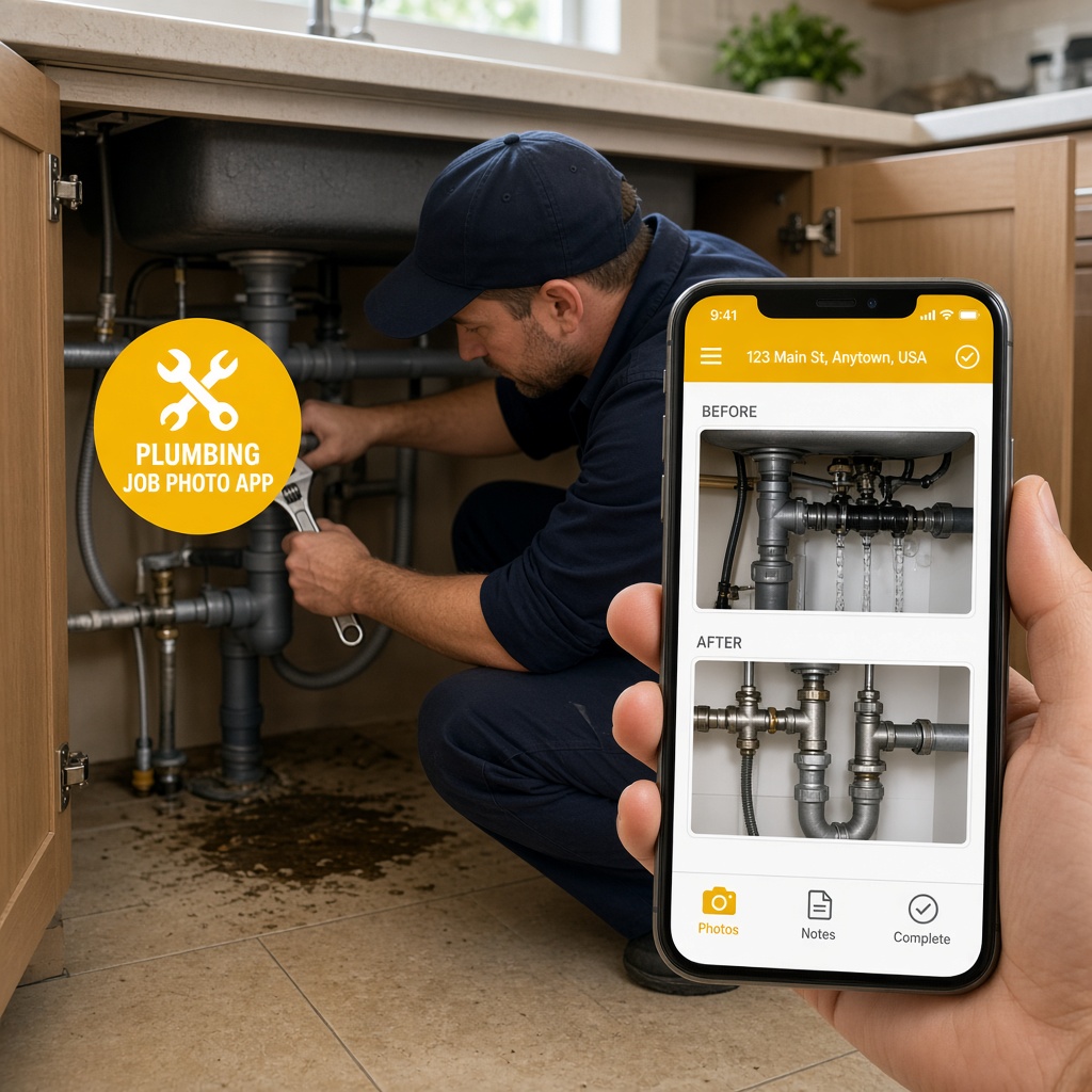 A plumber working on a residential service call