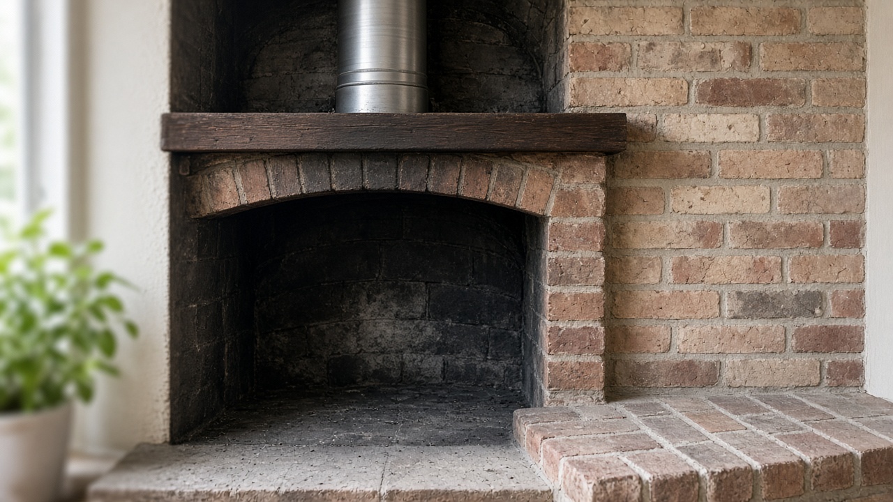 Conducto de chimenea limpio después de una limpieza