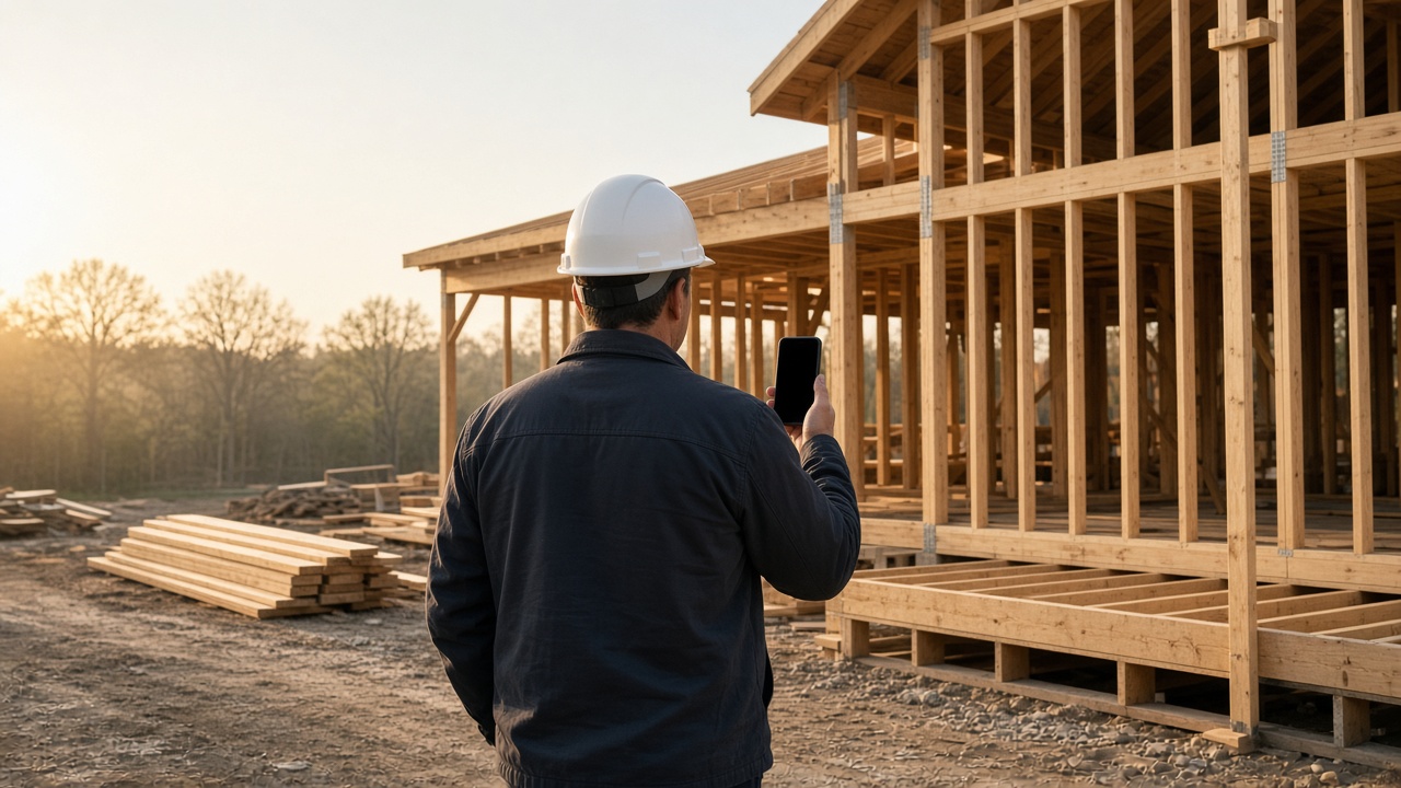 Construction jobsite with daily progress underway
