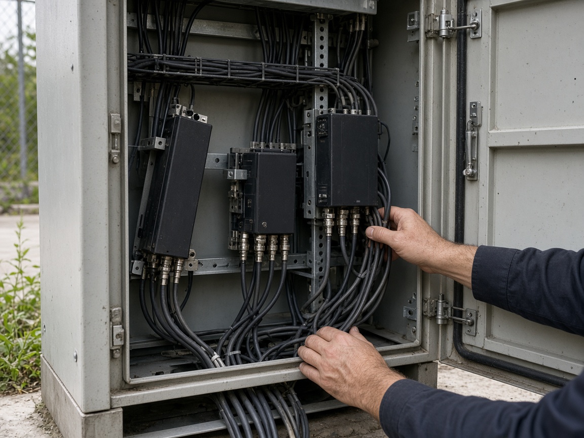Low-voltage equipment staged for a camera install
